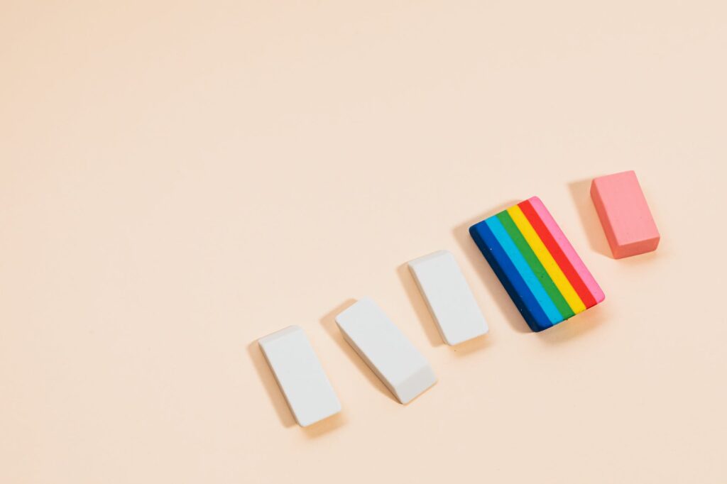 rectangular erasers with different colors