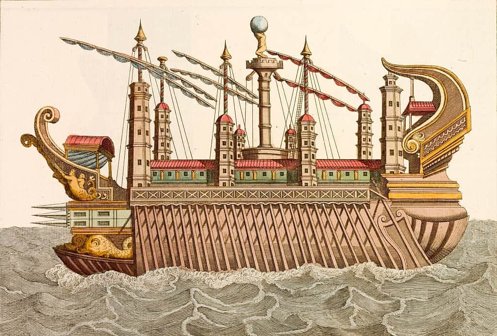 Depiction of Caligula's pleasure barge - from the eighteenth century