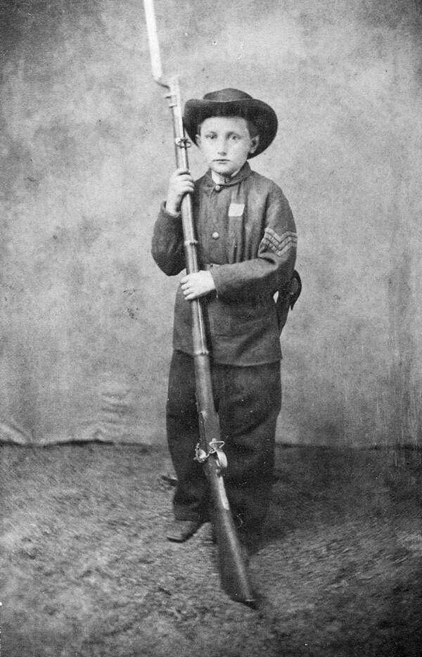 4 foot tall John Clem joined the Union Army during the Civil War at the age of 10
