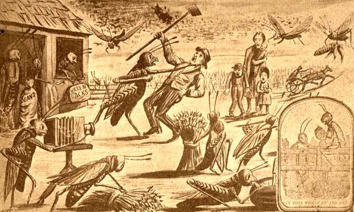 Art depicting the Locust Plague of 1875