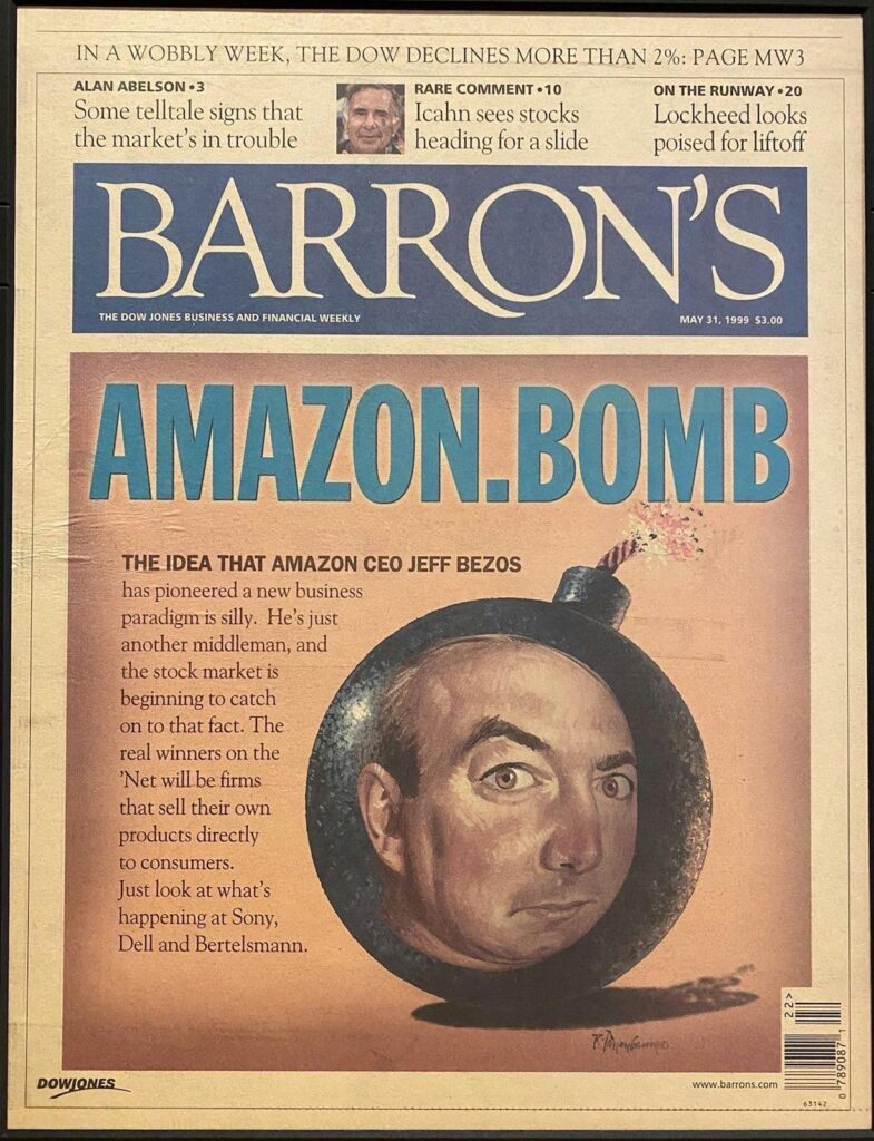 Barron's cover declaring Amazon.bomb
