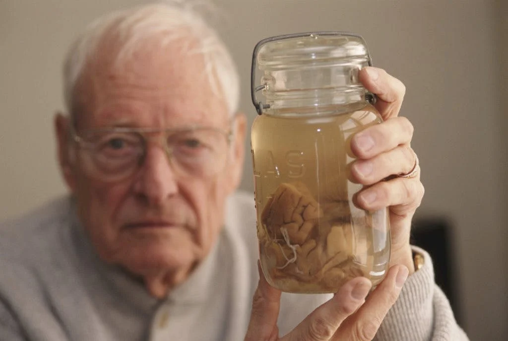 Dr. Harvey with Einstein's Brain
