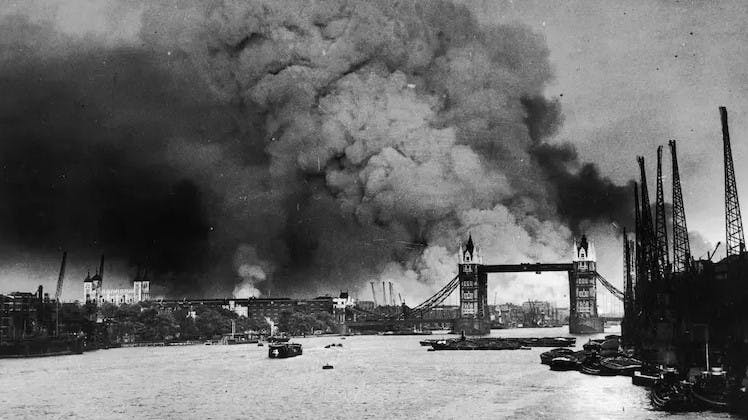 German bombers raid London in September, 1940. The bombing continued until May, 1941
