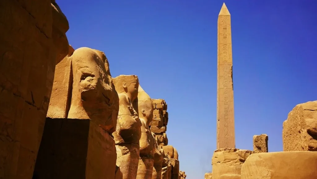 Hatshepsut’s obelisk towers nearly a hundred feet over the ruins of the Karnak temple complex.Photograph by redtea / Getty Images