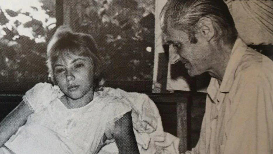 Juliane being at a hospital in Peru with her father after surviving 11 days in the Jungle 
