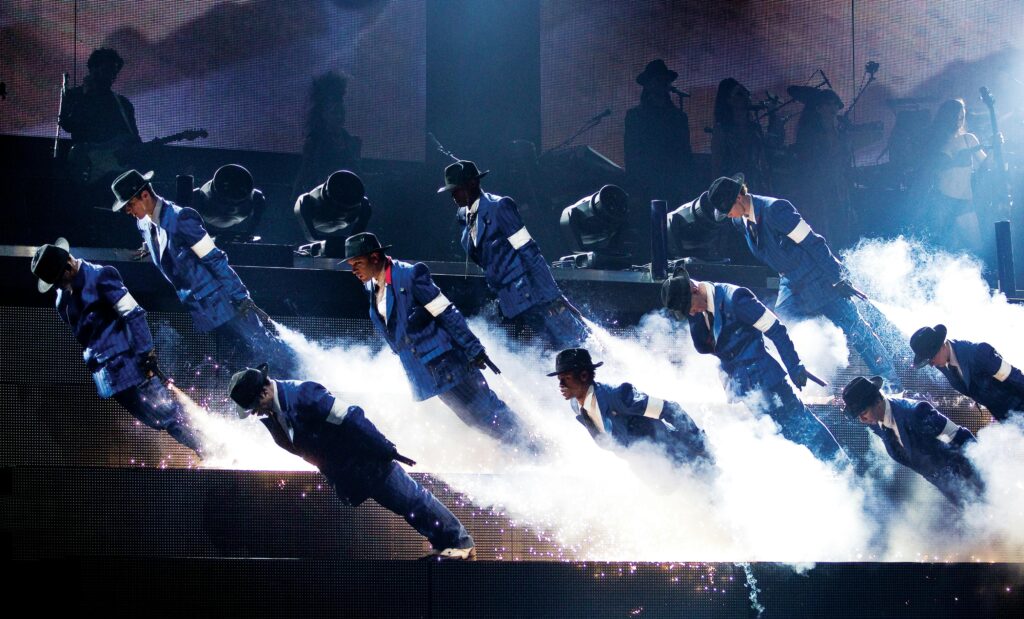 Michael Jackson performing Smooth Criminal live on stage.