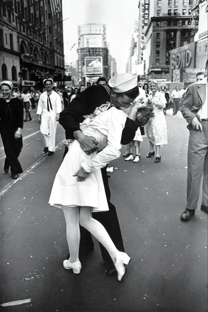 The Famous Kiss at Time Square, August 15, 1945 