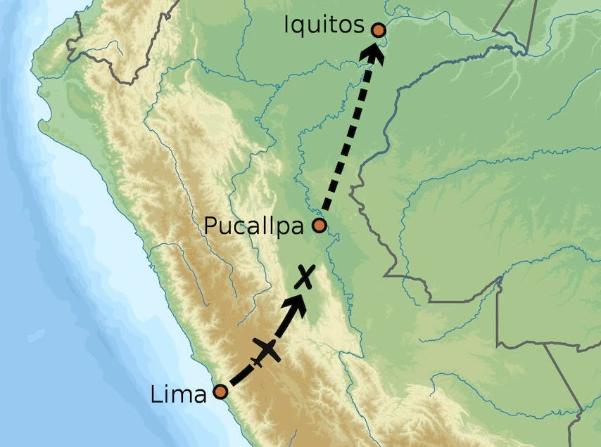 The flight path and where the plane crashed 