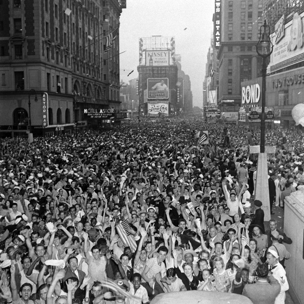 Time Square celebrations on V-J Day 