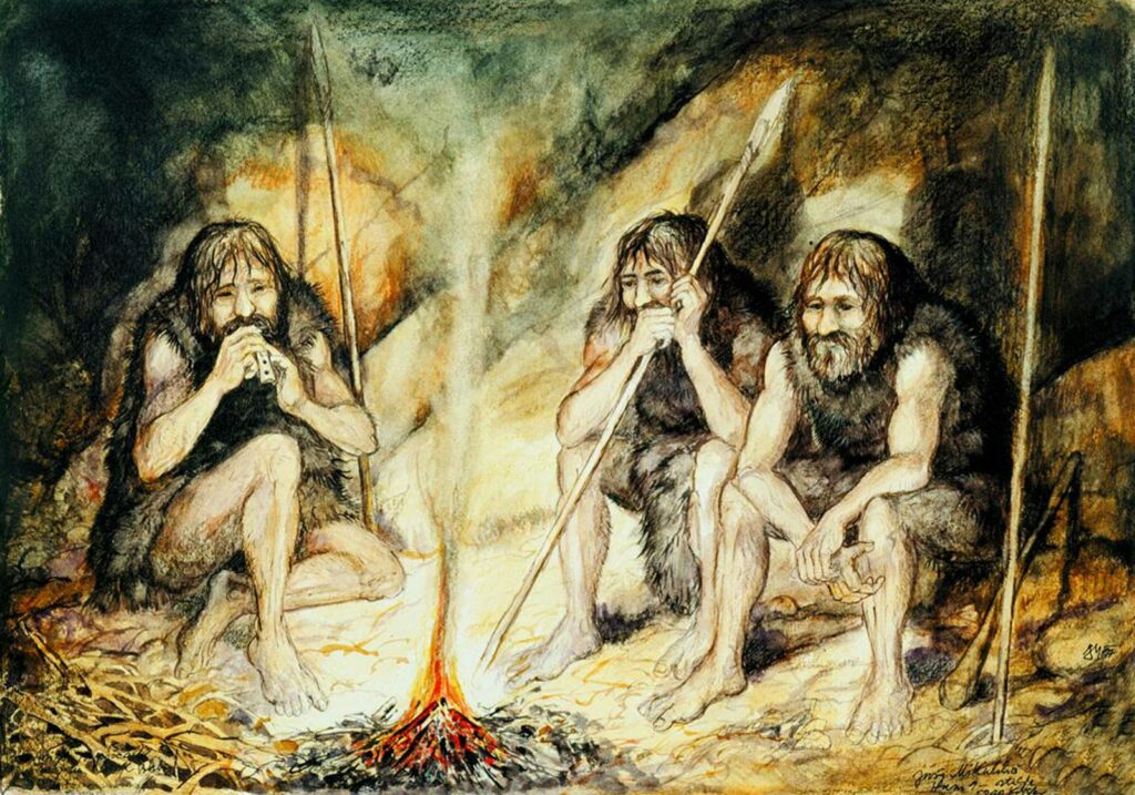 depiction of flute playing by neanderthals
